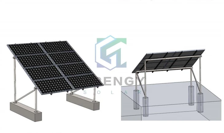 Pv Panel Jordmontert Betong Foundation Rack Montering System Struktur